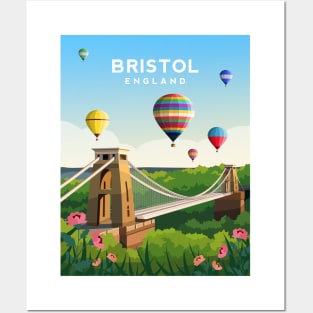 Bristol Clifton Bridge, England Hot Air Balloons Posters and Art